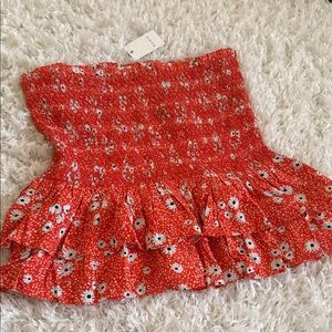 Elodie Floral Red Smocked Skirt size XL NWT